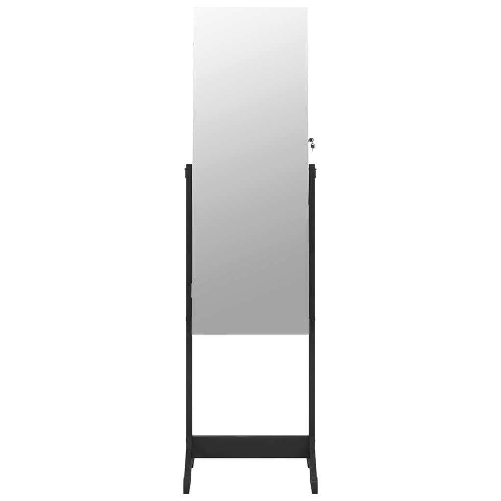 Mirror Jewellery Cabinet Free Standing Black 42x38x152 cm
