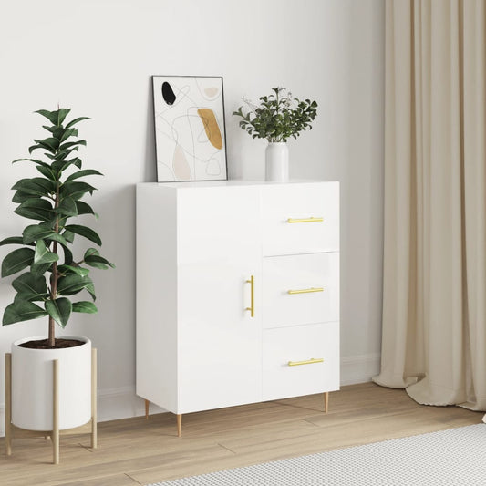Sideboard High Gloss White 69.5x34x90 cm Engineered Wood