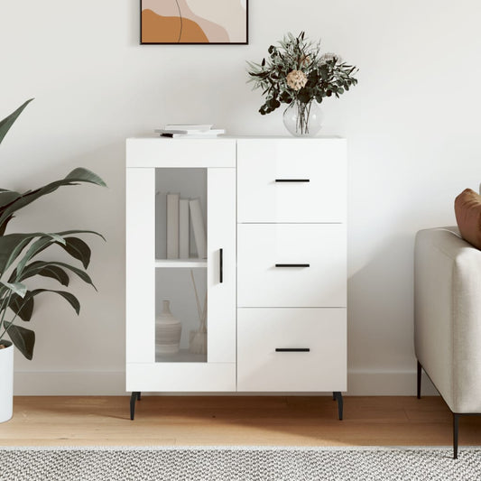 Sideboard High Gloss White 69.5x34x90 cm Engineered Wood