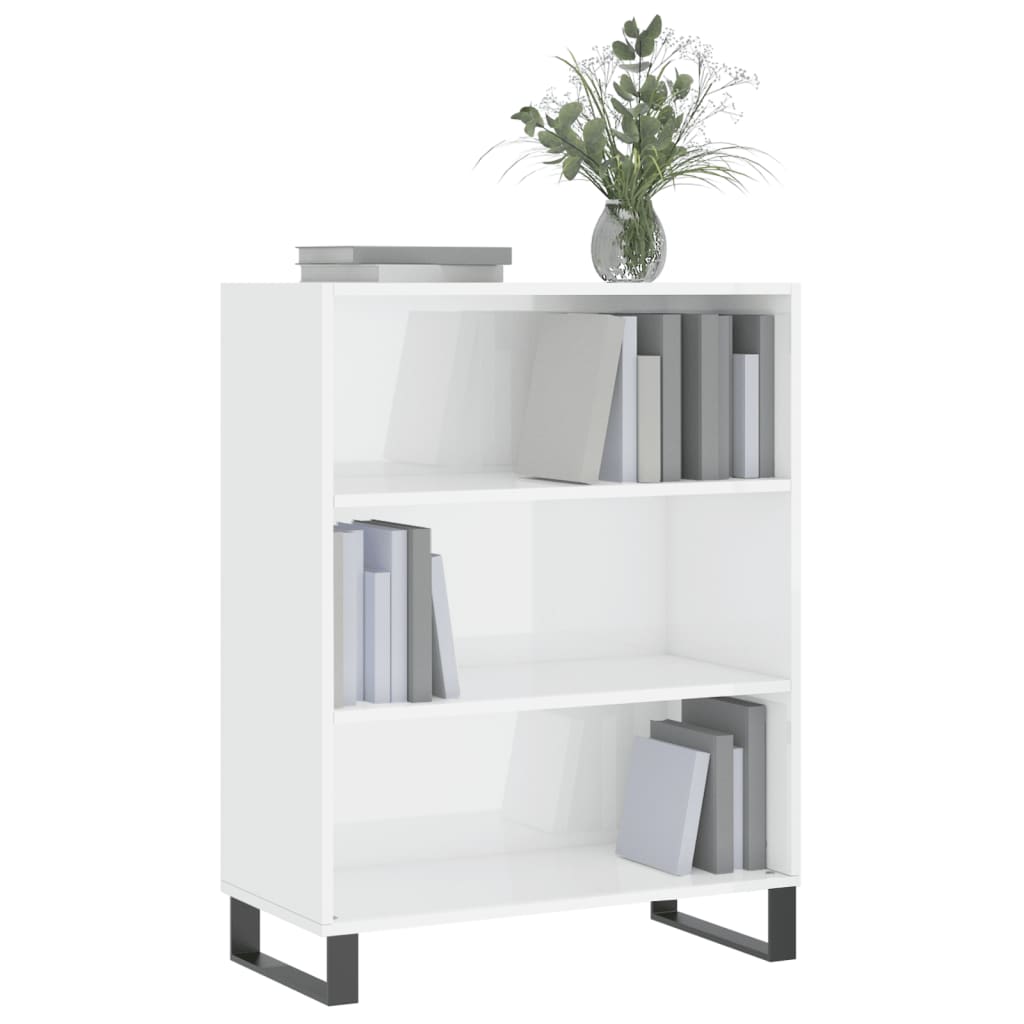 Shelf Cabinet High Gloss White 69.5x32.5x90 cm Engineered Wood