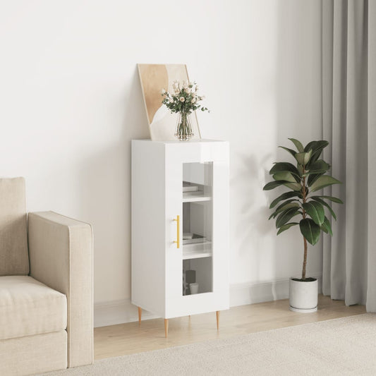 Sideboard High Gloss White 34.5x34x90 cm Engineered Wood