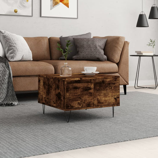 Coffee Table Smoked Oak 55x55x36.5 cm Engineered Wood
