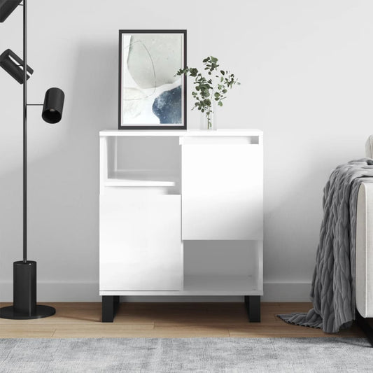 Sideboard High Gloss White 60x35x70 cm Engineered Wood