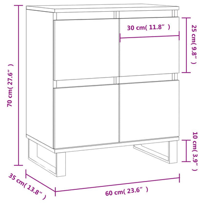 Sideboard High Gloss White 60x35x70 cm Engineered Wood