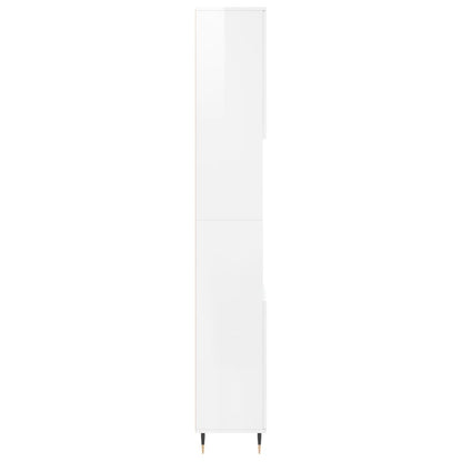 Bathroom Cabinet High Gloss White 30x30x190 cm Engineered Wood