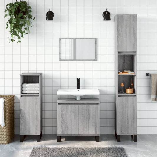 Bathroom Cabinet Grey Sonoma 30x30x190 cm Engineered Wood