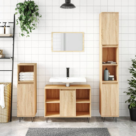 Bathroom Cabinet Sonoma Oak 30x30x100 cm Engineered Wood