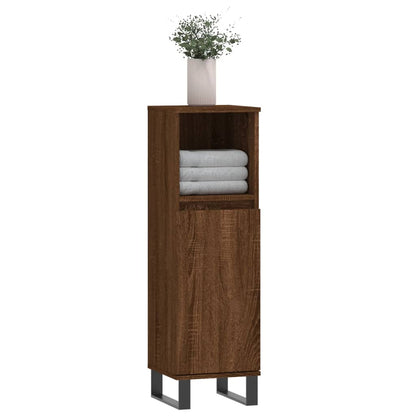 Bathroom Cabinet Brown Oak 30x30x100 cm Engineered Wood