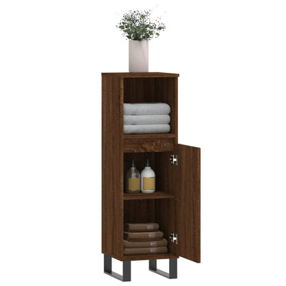Bathroom Cabinet Brown Oak 30x30x100 cm Engineered Wood