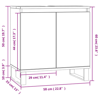 Bathroom Cabinet Grey Sonoma 58x33x60 cm Engineered Wood