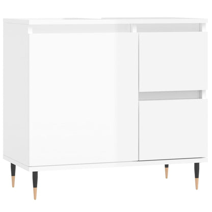Bathroom Cabinet High Gloss White 65x33x60 cm Engineered Wood