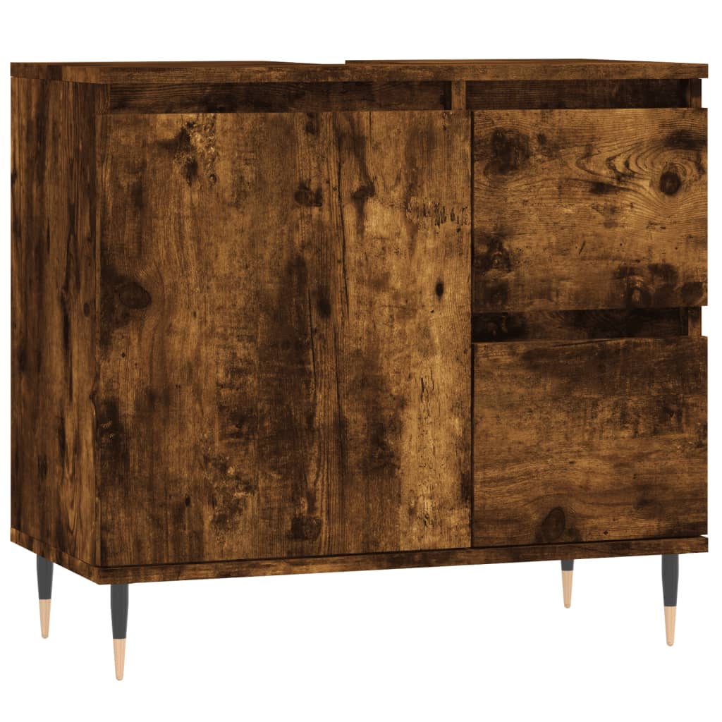 Bathroom Cabinet Smoked Oak 65x33x60 cm Engineered Wood