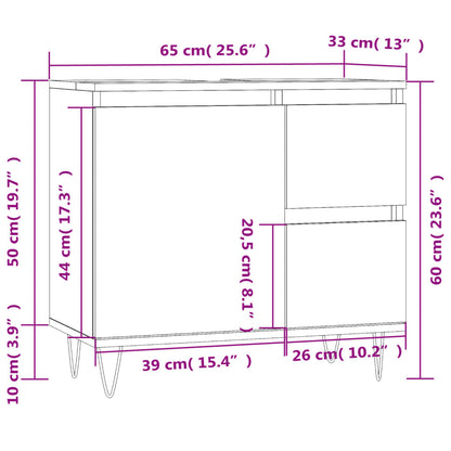 Bathroom Cabinet Black 65x33x60 cm Engineered Wood