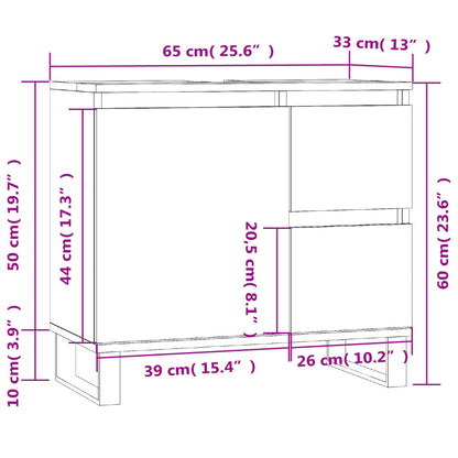 Bathroom Cabinet Black 65x33x60 cm Engineered Wood