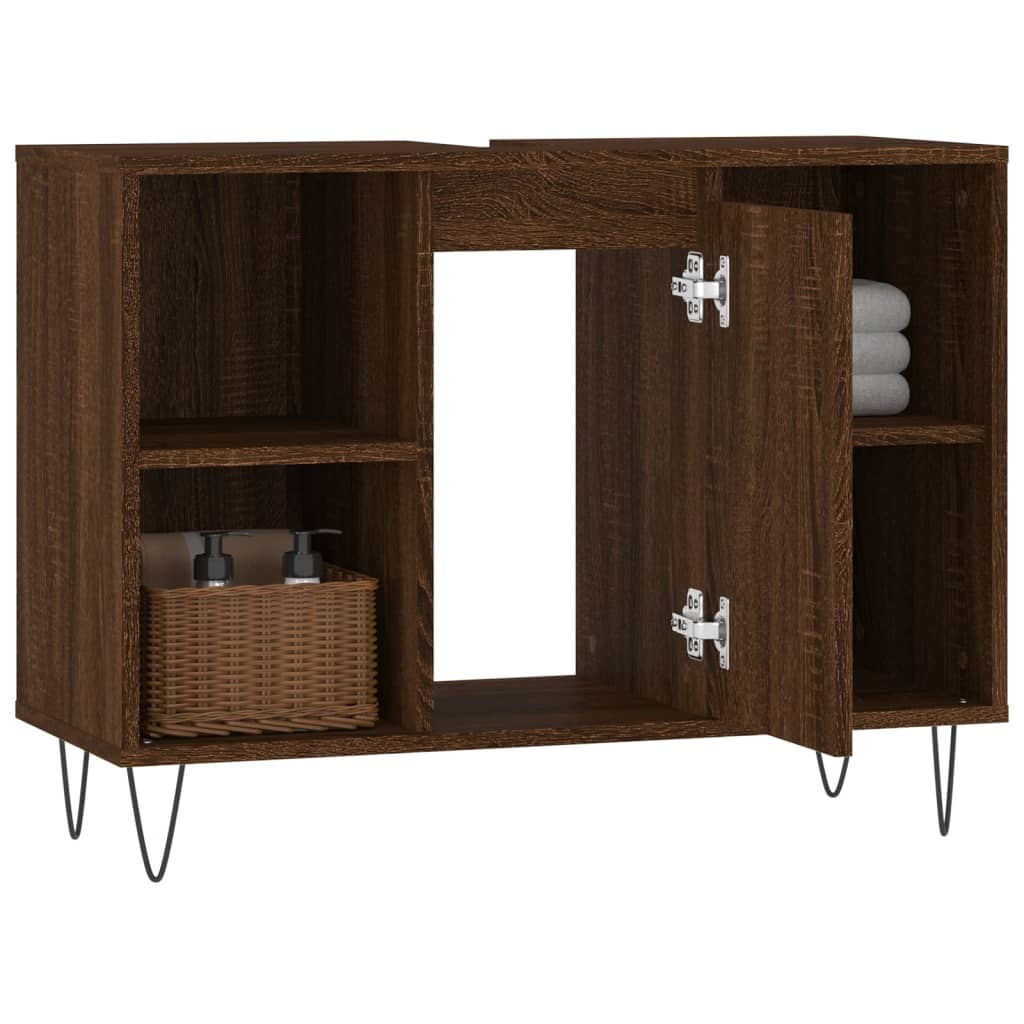 Bathroom Cabinet Brown Oak 80x33x60 cm Engineered Wood