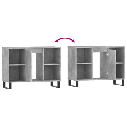 Bathroom Cabinet Concrete Grey 80x33x60 cm Engineered Wood
