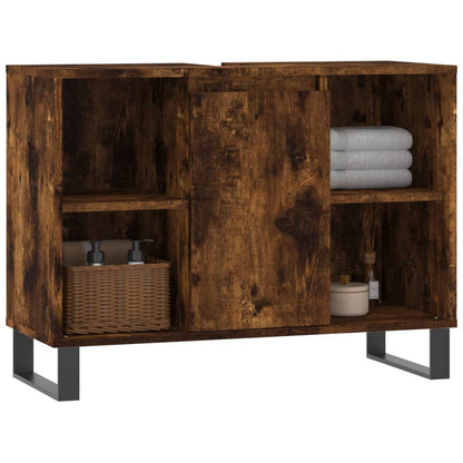 Bathroom Cabinet Smoked Oak 80x33x60 cm Engineered Wood