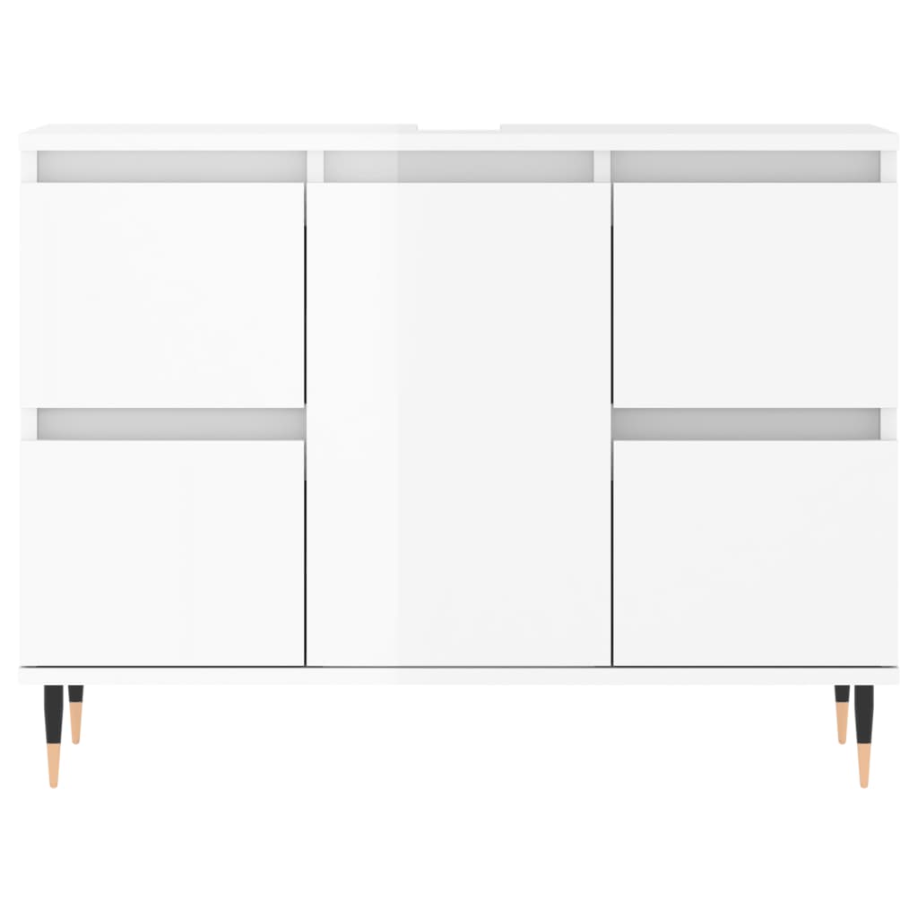 Bathroom Cabinet High Gloss White 80x33x60 cm Engineered Wood