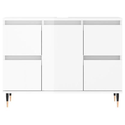 Bathroom Cabinet High Gloss White 80x33x60 cm Engineered Wood