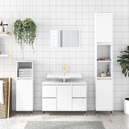 Bathroom Cabinet High Gloss White 80x33x60 cm Engineered Wood
