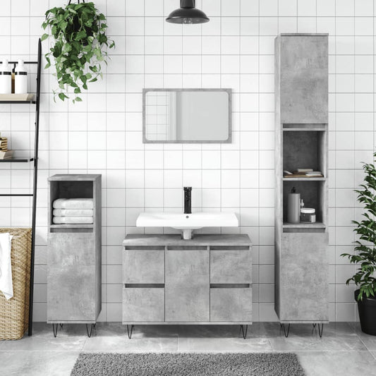 Bathroom Cabinet Concrete Grey 80x33x60 cm Engineered Wood