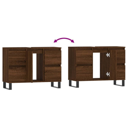 Bathroom Cabinet Brown Oak 80x33x60 cm Engineered Wood