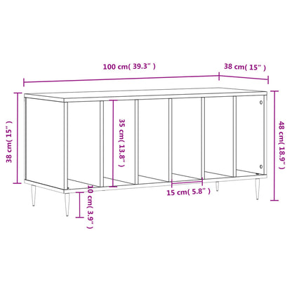 Record Cabinet Concrete Grey 100x38x48 cm Engineered Wood
