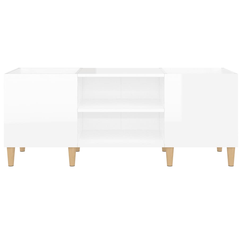 Record Cabinet High Gloss White 121x38x48 cm Engineered Wood
