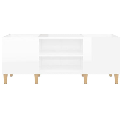 Record Cabinet High Gloss White 121x38x48 cm Engineered Wood