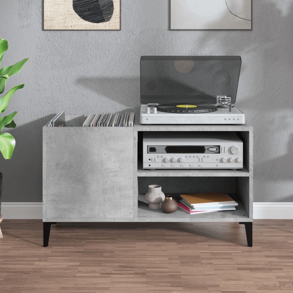 Record Cabinet Concrete Grey 84.5x38x48 cm Engineered Wood