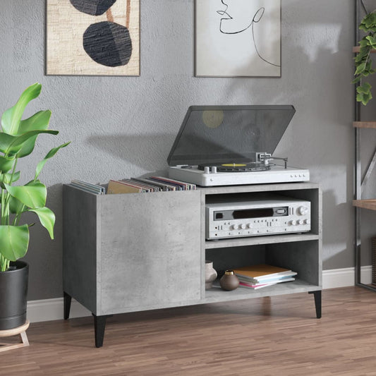 Record Cabinet Concrete Grey 84.5x38x48 cm Engineered Wood