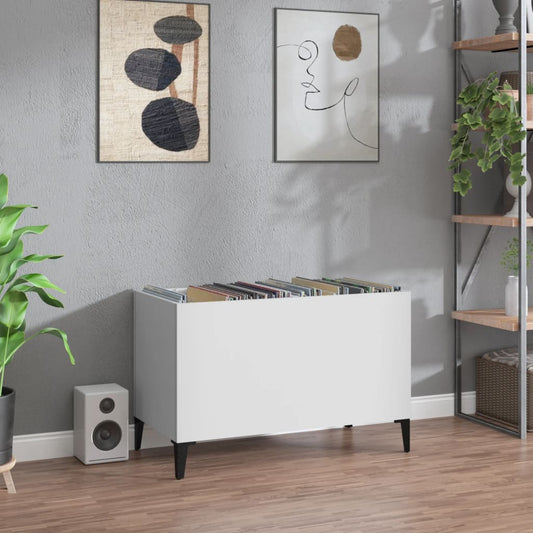 Record Cabinet White 74.5x38x48 cm Engineered Wood