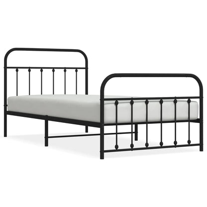 Metal Bed Frame without Mattress with Footboard Black 100x200cm