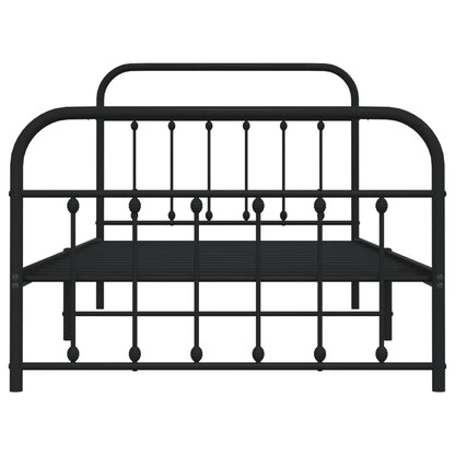 Metal Bed Frame without Mattress with Footboard Black 100x200cm