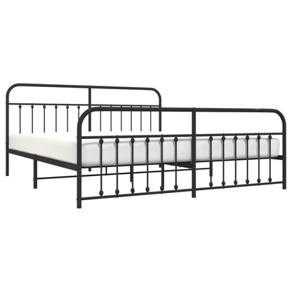 Metal Bed Frame without Mattress with Footboard Black 193x203cm