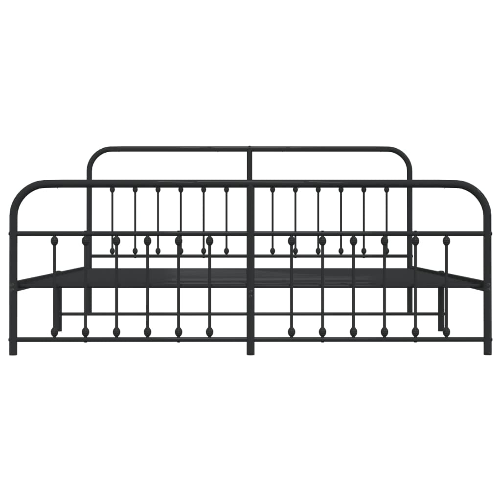 Metal Bed Frame without Mattress with Footboard Black 193x203cm