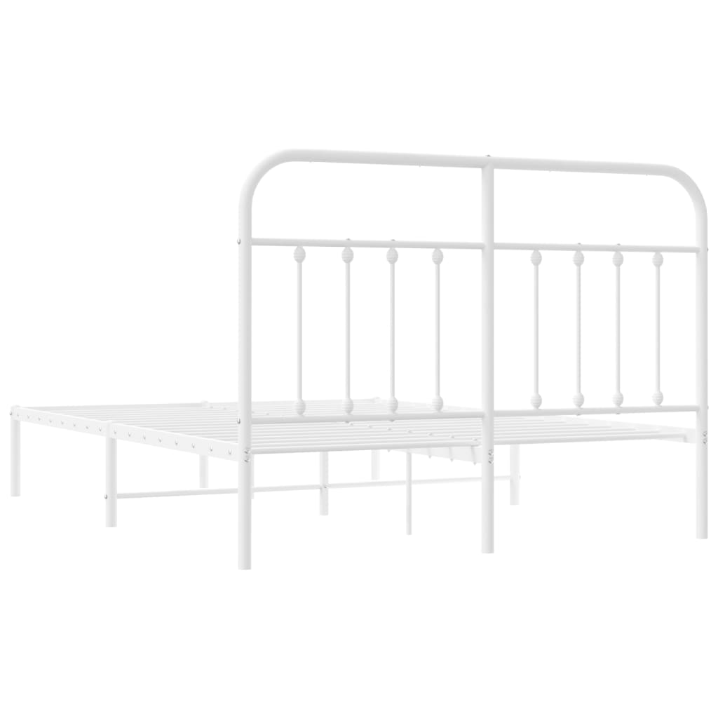 Metal Bed Frame without Mattress with Headboard White 140x190cm