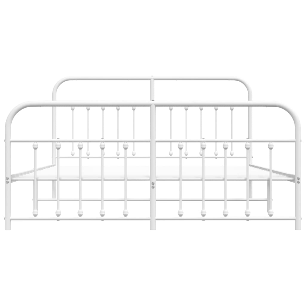 Metal Bed Frame without Mattress with Footboard White 160x200cm