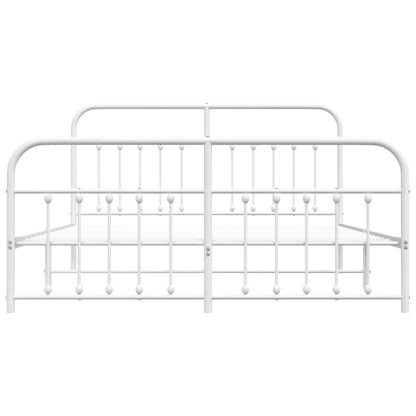 Metal Bed Frame without Mattress with Footboard White 160x200cm