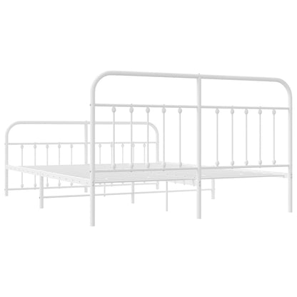 Metal Bed Frame without Mattress with Footboard White 160x200cm