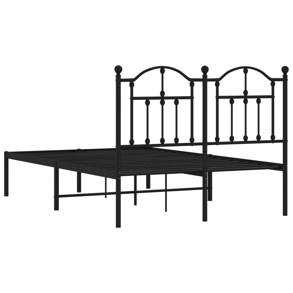 Metal Bed Frame without Mattress with Headboard Black 120x200cm