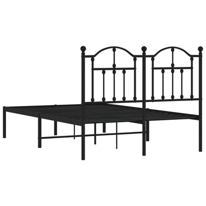 Metal Bed Frame without Mattress with Headboard Black 120x200cm