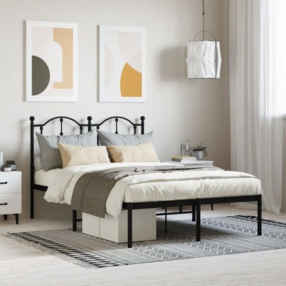 Metal Bed Frame without Mattress with Headboard Black 120x200cm