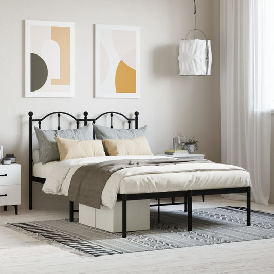 Metal Bed Frame without Mattress with Headboard Black 120x200cm