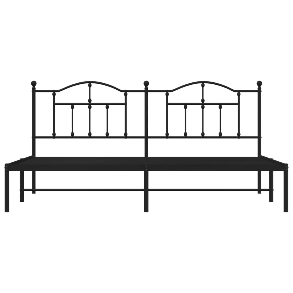 Metal Bed Frame without Mattress with Headboard Black 200x200cm