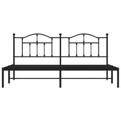 Metal Bed Frame without Mattress with Headboard Black 200x200cm