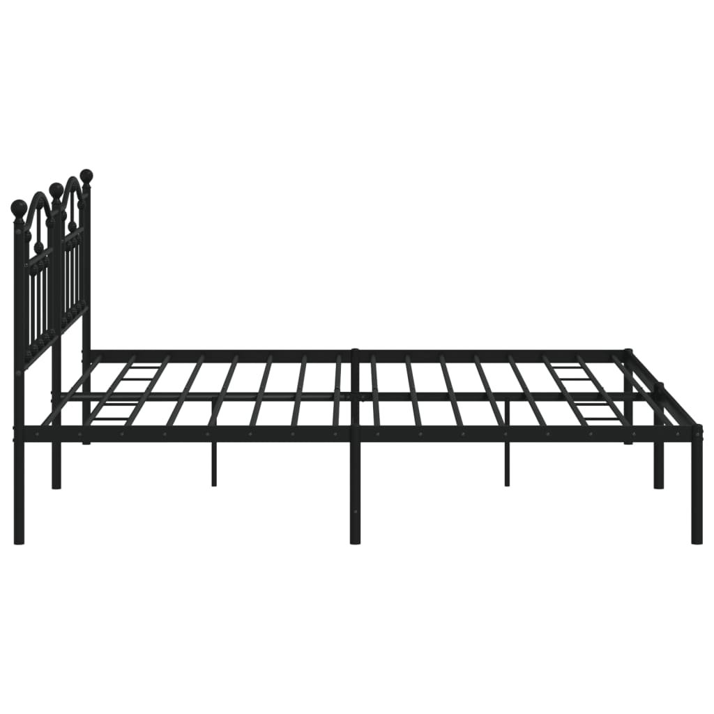 Metal Bed Frame without Mattress with Headboard Black 200x200cm