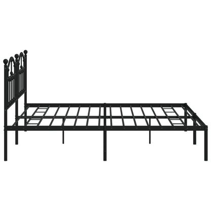 Metal Bed Frame without Mattress with Headboard Black 200x200cm