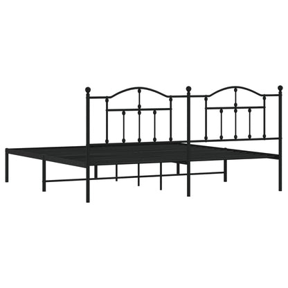 Metal Bed Frame without Mattress with Headboard Black 200x200cm