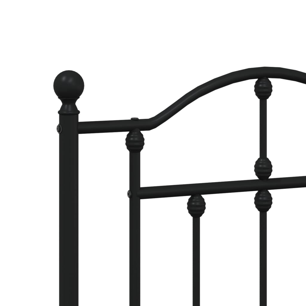 Metal Bed Frame without Mattress with Headboard Black 200x200cm